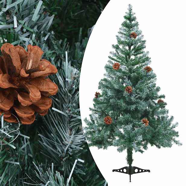 vidaXL Námrazou pokrytý vánoční stromek se šiškami 150 cm
