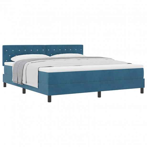 vidaXL Postel s boxspringem s matrací Tmavě modrá 180 x 200 cm samet