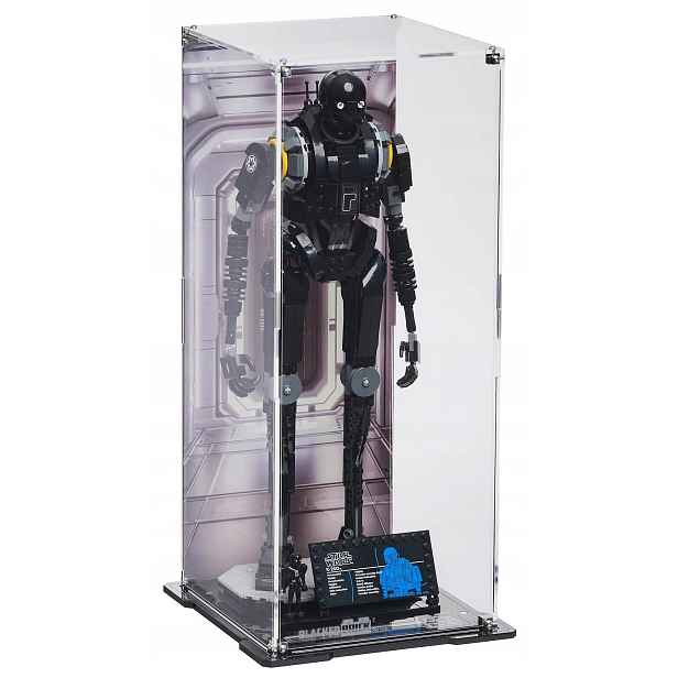 Vitrína s pozadím Blacked Brick pro Lego 75434 Star Wars Strážný droid K-2SO