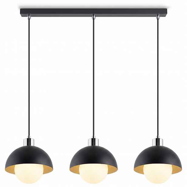 Závěsná lampa nad stůl Lustr Skleněné koule Černá Chrom Moderní 3xG9