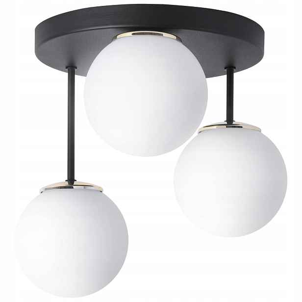 Závěsná Stropní Lampa Lustr Bílé Skleněné Koule Černá Do Kuchyně Obývacího Pokoje