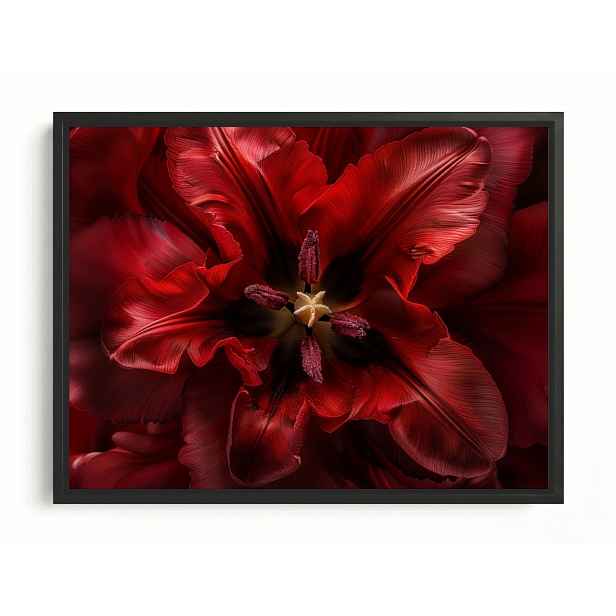 Obraz Rám Americký Box Makro Fotografie Květ Červený Tulipán 80x60