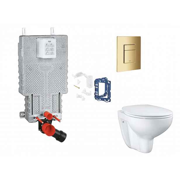 Grohe Uniset - Set předstěnové instalace, klozetu, sedátka SoftClose, tlačítka Skate Cosmopolitan a sady pro vhazování tablet, Cool Sunrise SANI15BB41