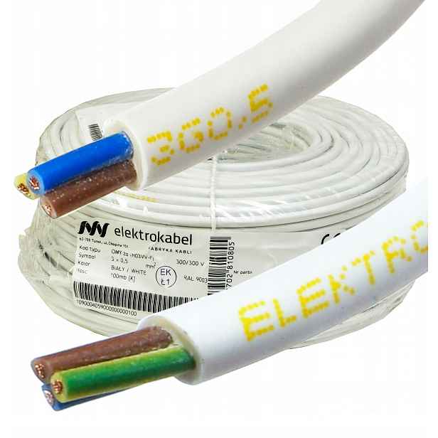 Kabel Omy 3x0,5 mm 300/300V Cu lanko měděné 100m kulatý