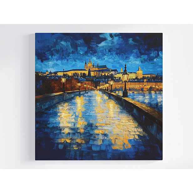 Obraz Na Plátně Canvas Město Architektura Praha Hradčany Most Noc 50x50