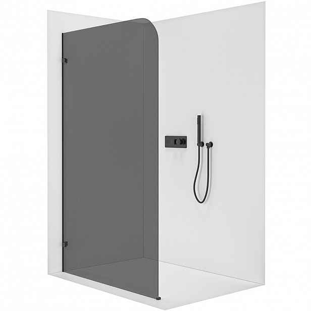Sprchová zástěna Walk-in Orbis L/P - 8 mm - černá matná, grafitové sklo - 70x200 cm