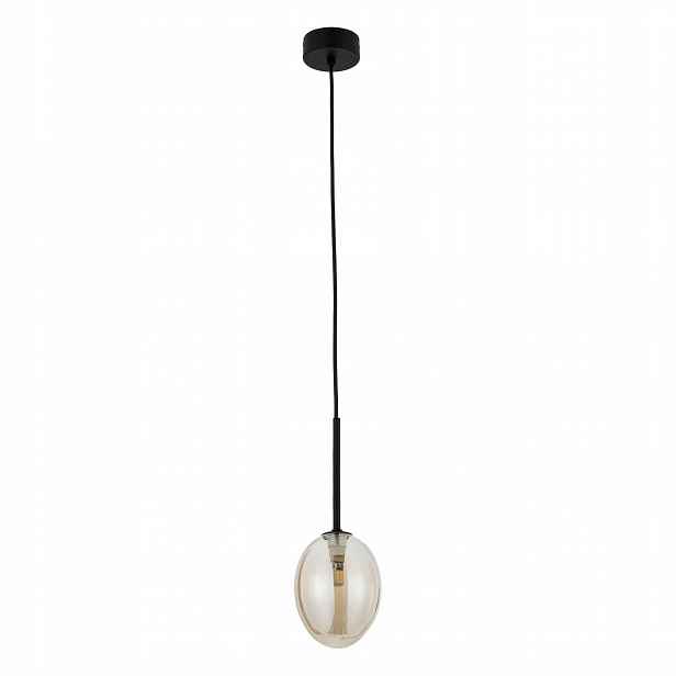 Závěsná lampa Pearl černá stínidlo koňak 1xG9 Skleněné Stínidlo Kuchyně Ložnice