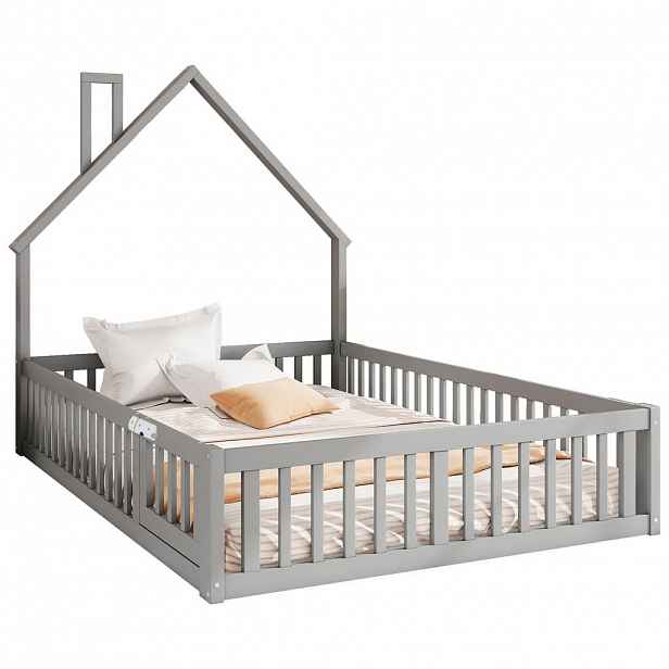 FLIEKS DOMEČKOVÁ POSTEL 140x190cm Borovice Šedá Minimalistická