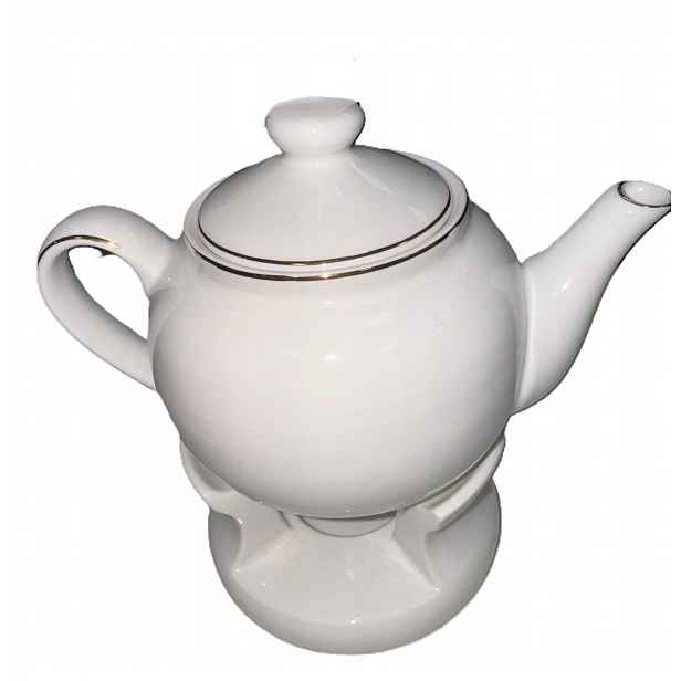 Porcelánový hrnek s ohřívačem na konvici, bílý, 950 ml