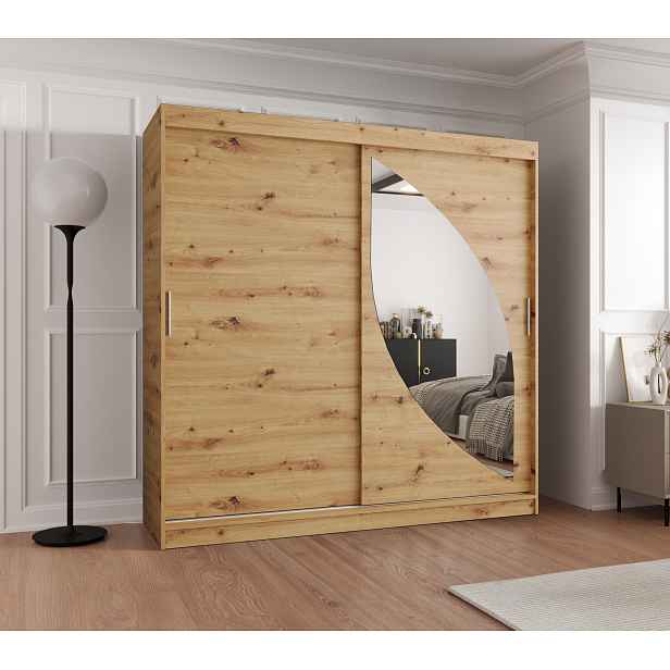 Šatní skříň Abi Milo Rozměry: 200 cm, Barva korpusu + barva dveří: Dub artisan + Dub artisan
