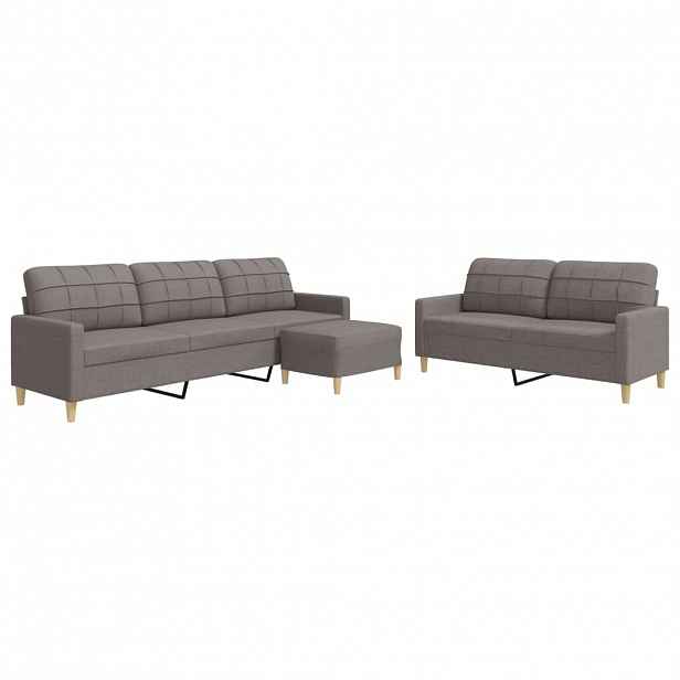 vidaXL 3dílná sedací souprava s podnožkou taupe textil
