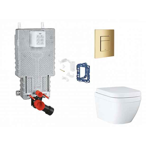 Grohe Uniset - Set předstěnové instalace, klozetu, sedátka SoftClose, tlačítka Skate Cosmopolitan a sady pro vhazování tablet, Triple Vortex, Cool Sun