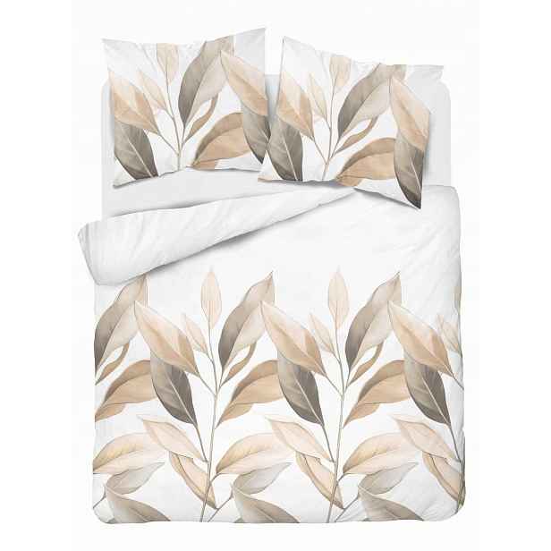 Povlečení 160x200 bílé béžové listy Home Elegance