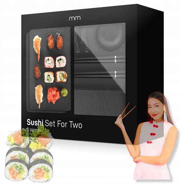 Sada Na Servírování Sushi Hůlky Talíře Na Sushi Podstavce Břidlice