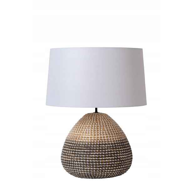 Stolní lampa z mořské trávy, černá, černá, s bílým stínidlem, 60 cm Lucide