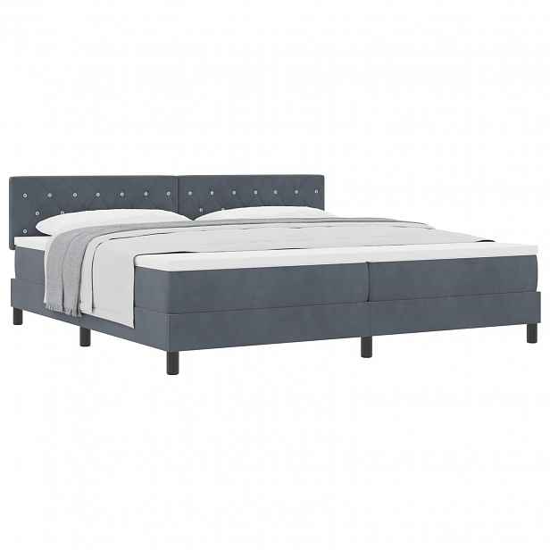 vidaXL Postel s boxspringem s matrací Tmavě šedá 200 x 200 cm samet