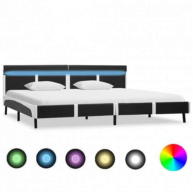 vidaXL Rám postele s LED světlem šedý umělá kůže 180 x 200 cm