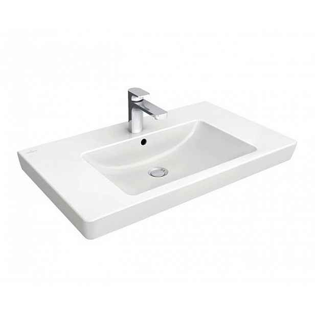 Villeroy & Boch Subway 2.0 - Umyvadlo 80x47 cm, s přepadem, otvor pro baterii, CeramicPlus, alpská bílá 71758GR1