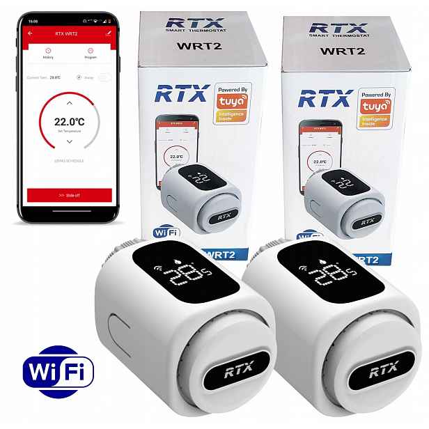 Sada 2 x Termostatická Kartuše Rtx Termostat pro WiFi radiátor Tuya Smart
