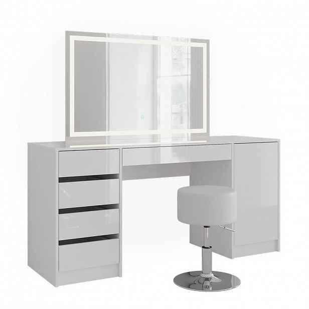 Vicco TOALETNÍ STOLEK Sherry Bílá/bílý vysoký lesk 158.2 cm s LED zrcadlem a stoličkou