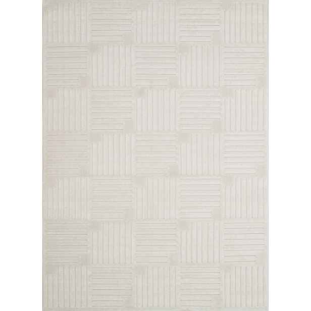 Koberec bílý do obývacího pokoje, moderní vyřezávaný vzor boho 120x160 cm
