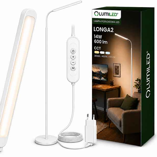 Led stojící podlahová stolní lampa 14W Cct Usb stmívatelná, nastavitelná