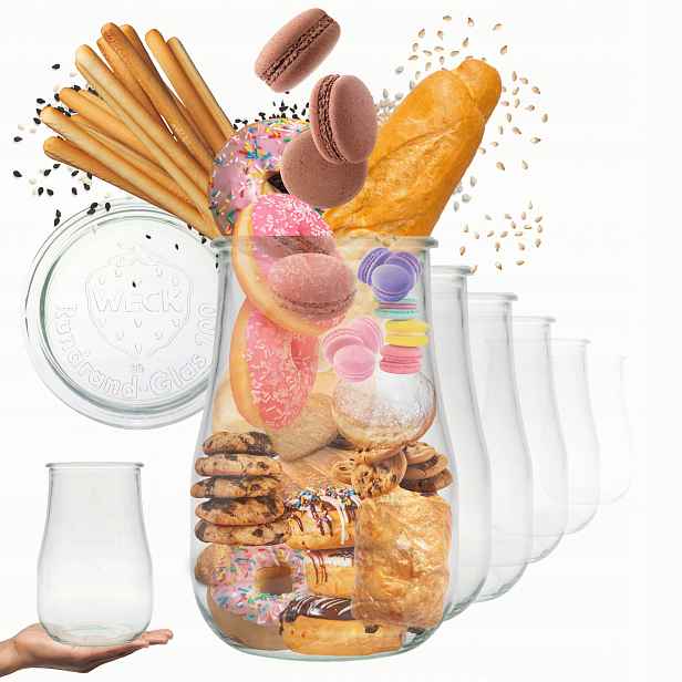 Sklenice Weck 1,75 l sklenice váza Tulip víko sklo 12 Ks lahví sklenice 1750 ml