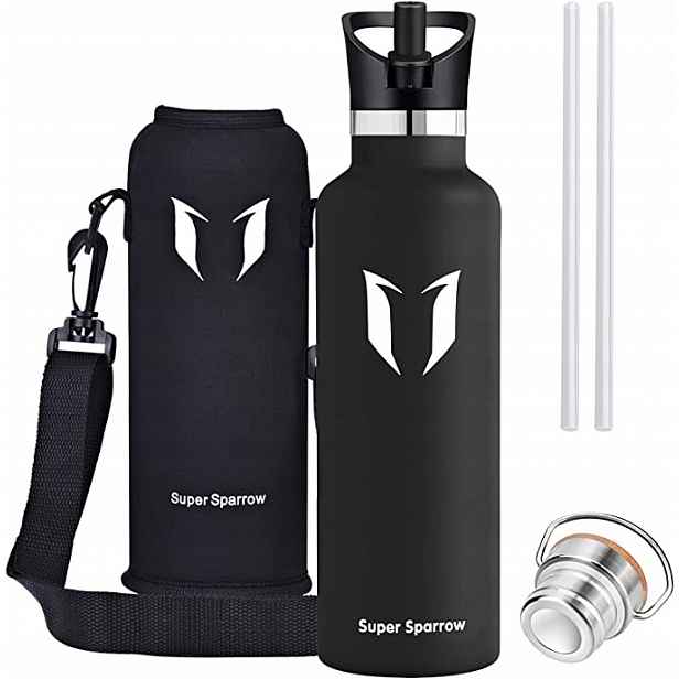 Láhev Sparrow 620 ml černá lahev na pití s taškou