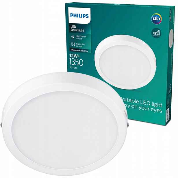 Stropní Svítidlo Led panel Stropní Svítidlo Na omítku 12W 4000K 21cm Bílá Philips