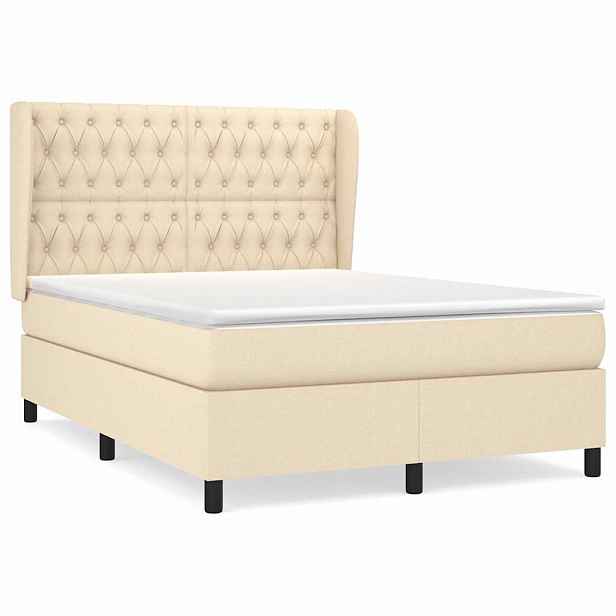 vidaXL Box spring postel s matrací krémová 140x200 cm textil