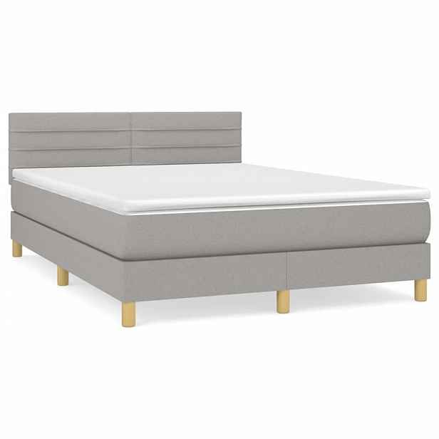 vidaXL Box spring postel s matrací světle šedá 140 x 200 cm textil