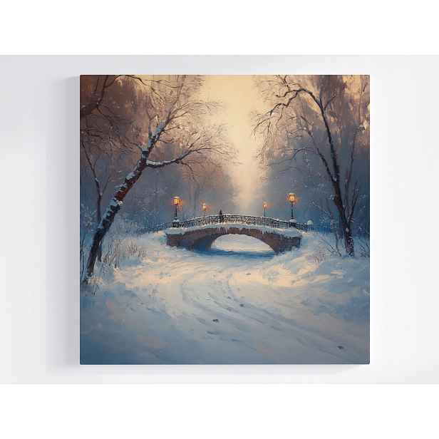 Obraz Na Plátně Plátno Krajina Výhled Park Most Potok Zima Sníh 50x50