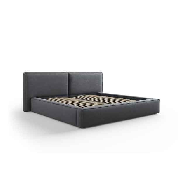 Tmavě šedá čalouněná dvoulůžková postel s úložným prostorem a roštem 180x200 cm Arendal – Cosmopolitan Design