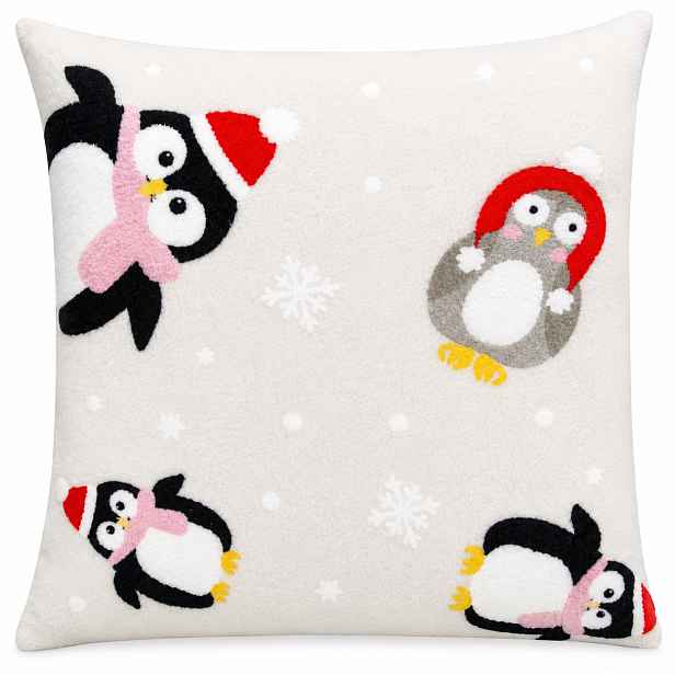 Vánoční povlak na polštář WINTER PETS tučňák 40x40 cm,