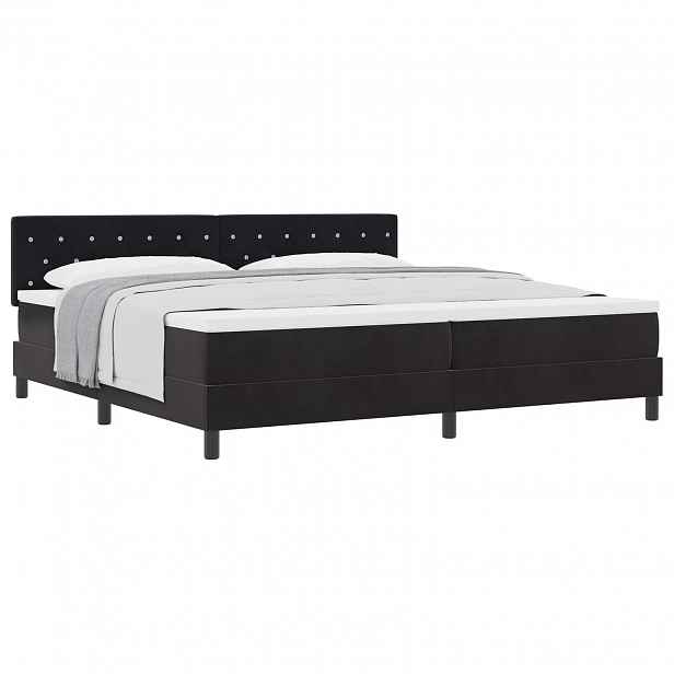 vidaXL Postel s boxspringem s matrací s čelo Černá 200 x 200 cm samet