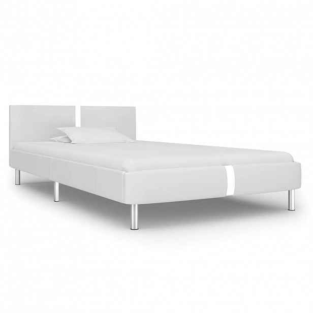 vidaXL Rám postele bílý umělá kůže 90 x 200 cm