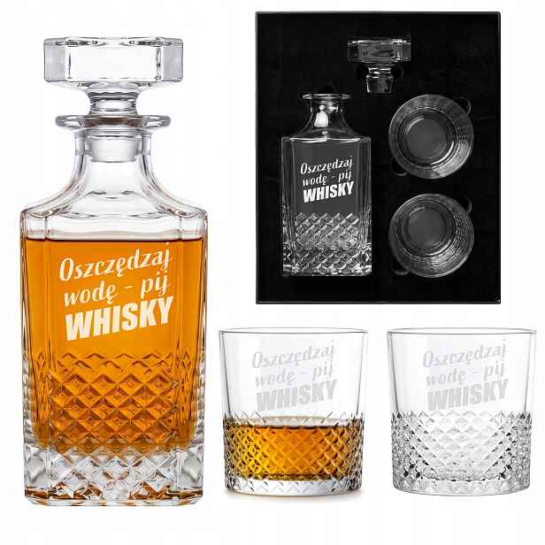 Karafa 750 ml 2 sklenice na whisky Gravírování vtipný Dárek Krabička