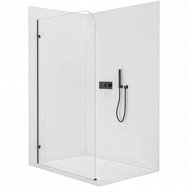 Sprchová zástěna Walk-in Orbis L/P - 8 mm - černá matná, transparentní sklo - 70x200 cm