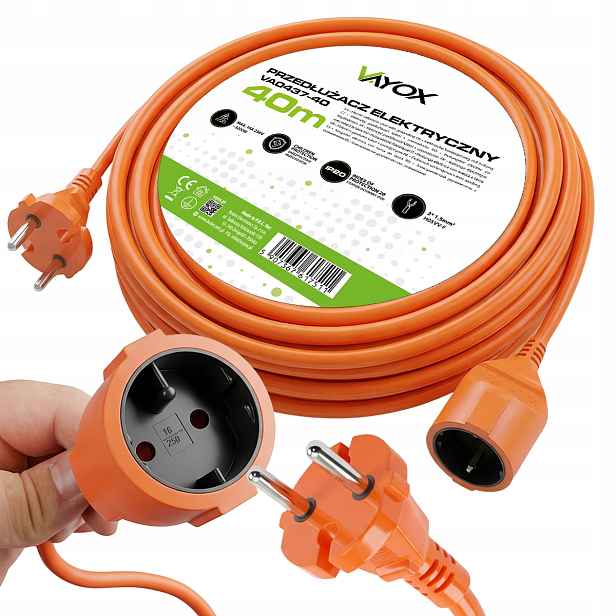 Vayox Prodlužovací Kabel 16A 2x1,5 mm2 oranžový bez uzemnění 40 m