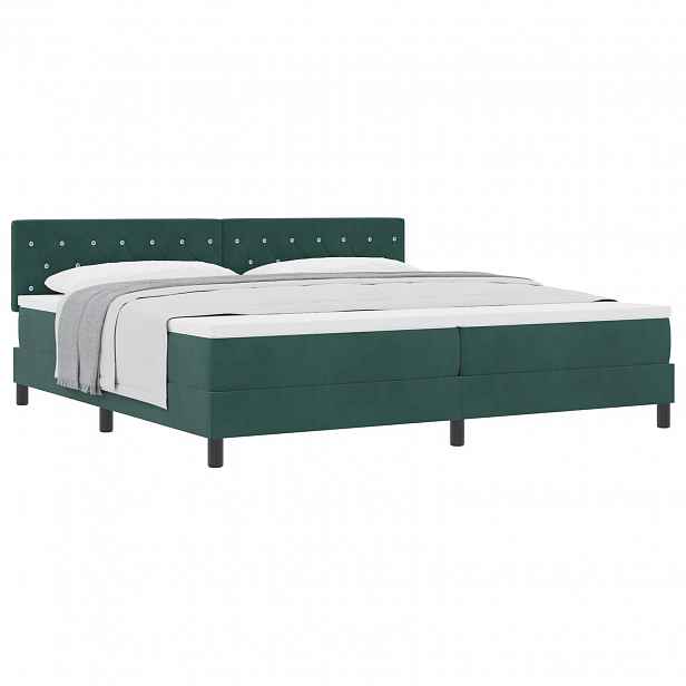 vidaXL Postel s boxspringem s matrací Tmavě zelená 200 x 200 cm samet