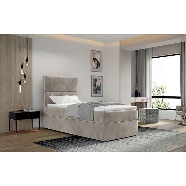 Boxspring TELFOR 90x200 cm, středně šedá látka