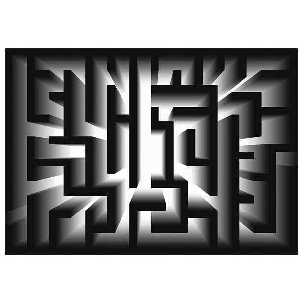 Fototapeta Labyrint Geometrické Stíny Světlo Černá 208x146 lepidlo