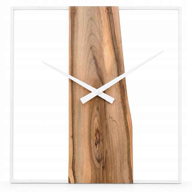 Moderní nástěnné hodiny 49 Cm Ořech Bílá Rám Tichý Mechanismus Loft Modern