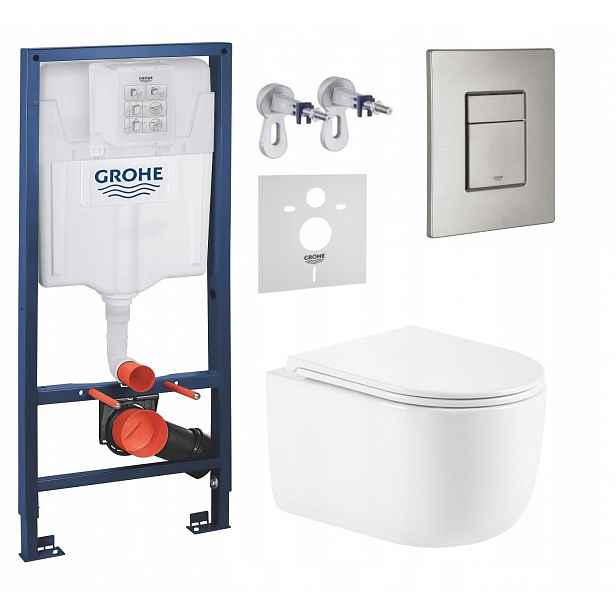 Podomítkový Wc set Grohe s mísou Lesna a tlačítkem nerezová ocel matná