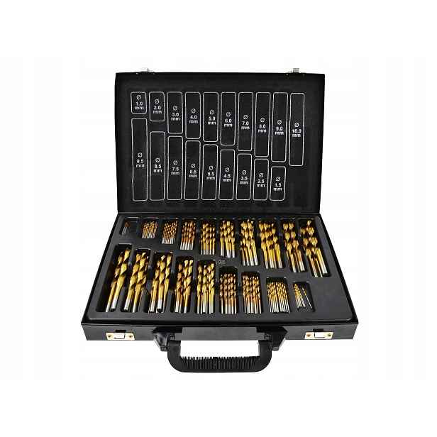 Sada vrtáků do kovu Hss TiN Geko K00066 170 ks 1-10 mm kovový kufr