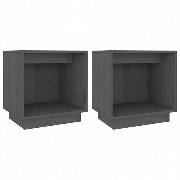 vidaXL Noční stolky 2 ks šedé 40 x 30 x 40 cm masivní borové dřevo