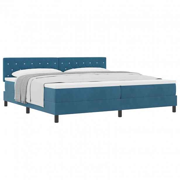 vidaXL Postel s boxspringem s matrací Tmavě modrá 200 x 200 cm samet