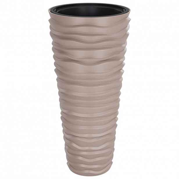 vidaXL Truhlík s odnímatelnou vložkou mokka 18 / 45 l PP rýhovaný