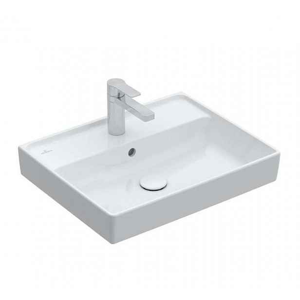 Villeroy & Boch Collaro - Umyvadlo 60x47 cm, s přepadem, otvor pro baterii, CeramicPlus, Stone White 4A3360RW