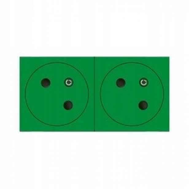 Zásuvka 2x 2P+Z kombinovaná 45st 4M zelená Legrand 077162L